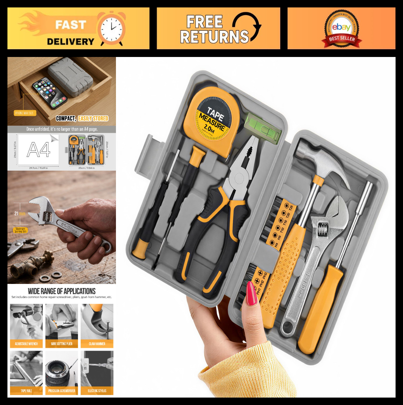 20 Pcs Compact Tool Kit, Mini Toolbox for Home Repairs, DIY, Office Use, Beginne