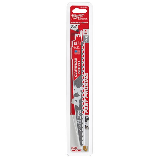 Milwaukee 48-00-5232 Sawzall Carbide Pruning Recip Blade, Clean Wood, 3TPI x 9"