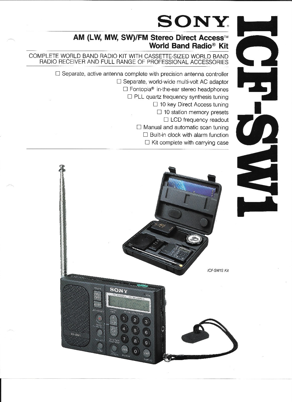 SONY ICF-SW1 SHORTWAVE RADIO AUDIO PROBLEM REPAIR SERVICE W/ LED