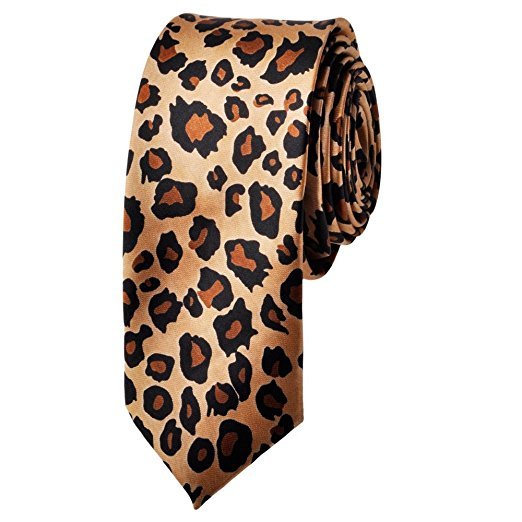 Brown Leopard Cheetah Animal Print NECK TIE Slim Unisex necktie USA
