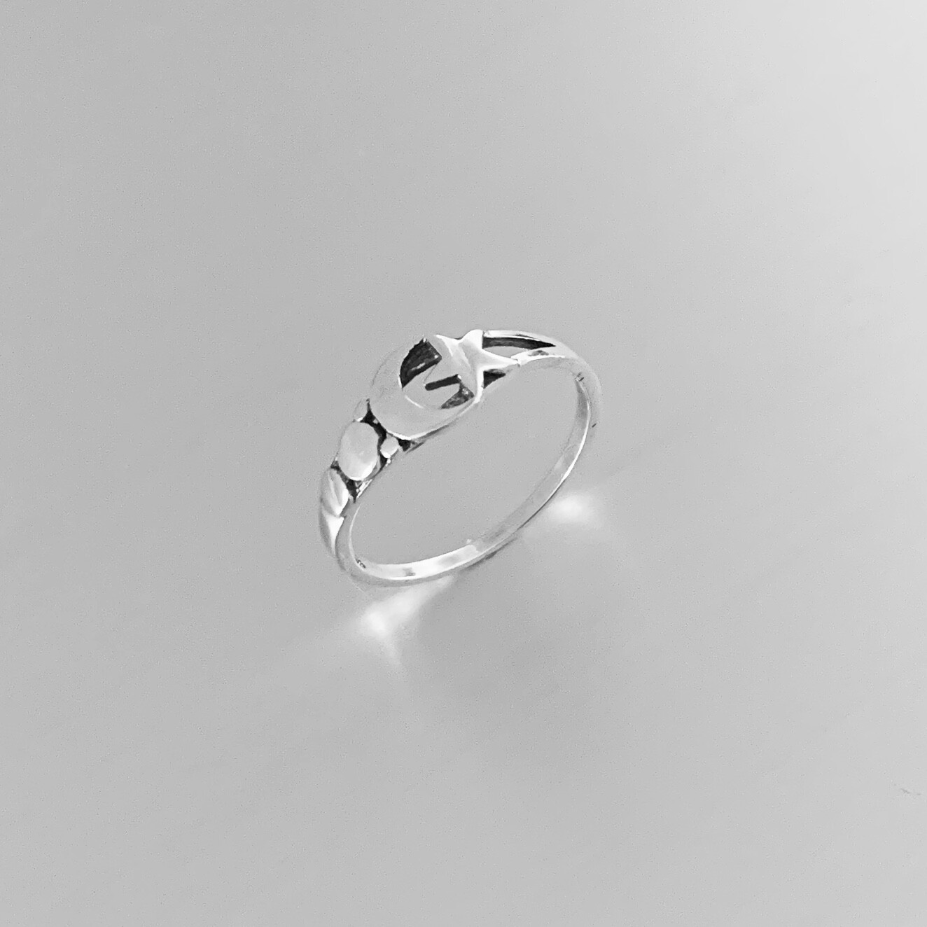 Sterling Silver Small Moon and Star Ring, Minimalist Silver Rings