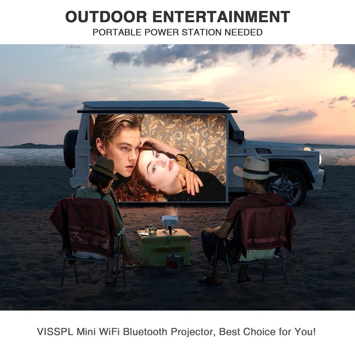 Mini Projector with WiFi and Bluetooth Full HD 1080P Projector Portable Outdo...