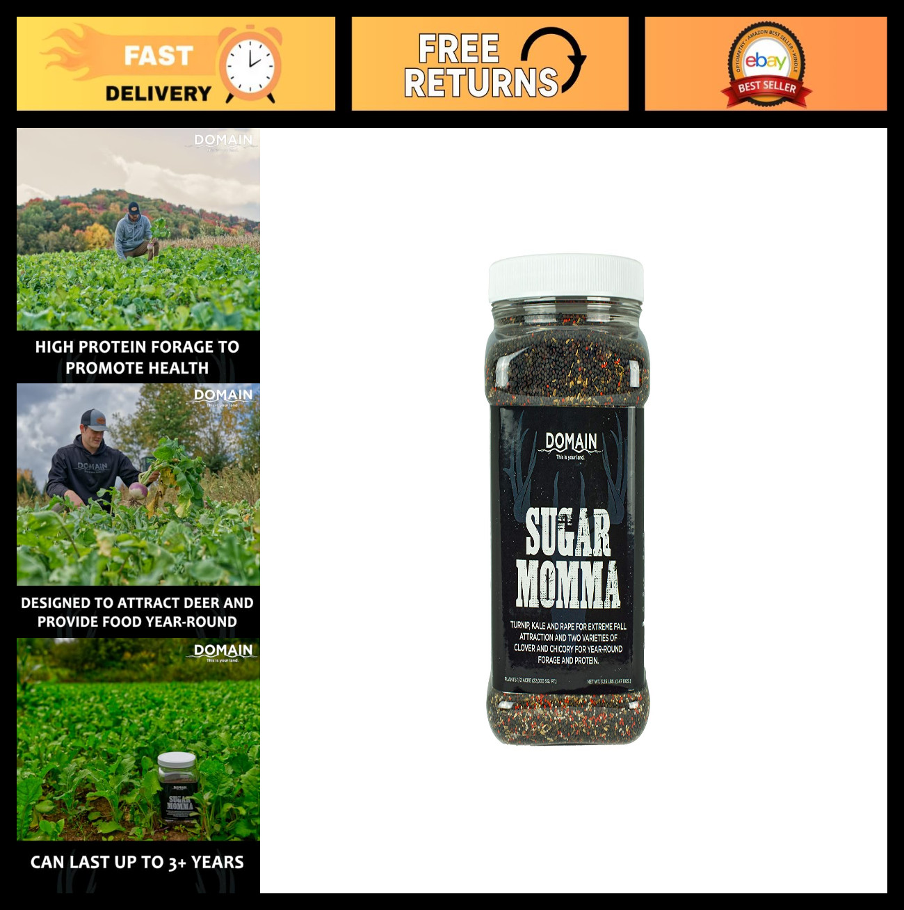 Outdoor Food Plot Seed Mix for Deer - Turnip, Kale, Clovers & Chicory - 1/2 Acre