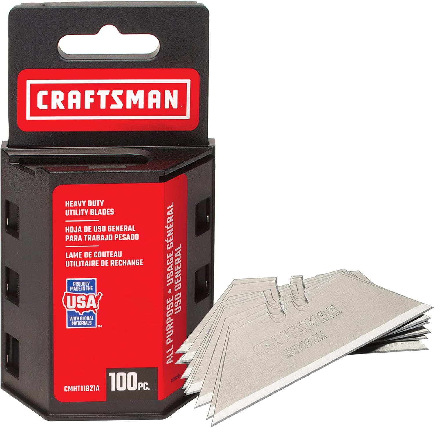 Utility Knife Blades, 100 Pack, for Drywall, Leather, Rubber and More (CMHT11921