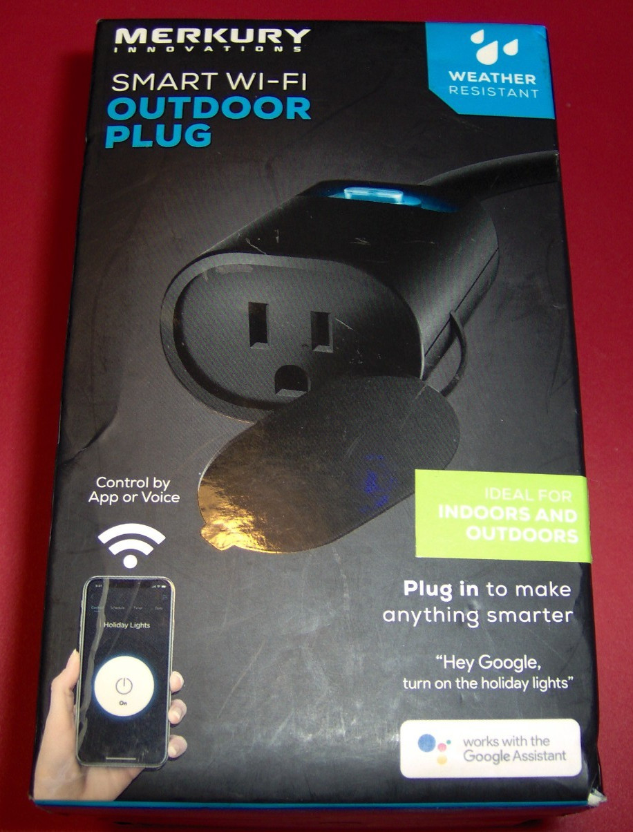 Merkury Innovations Indoor/Outdoor Wi-Fi Smart Plug Requires 2.4GHz Wi-Fi