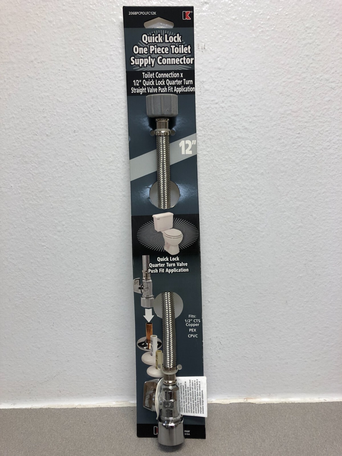 Keeney 2068PCPOLFC12K Quick Lock Toilet Supply Connector 12"