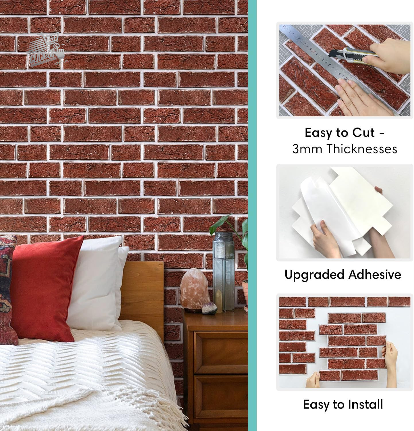3D wall panels stone stickers wall cladding PVC waterproof bricks 10p
