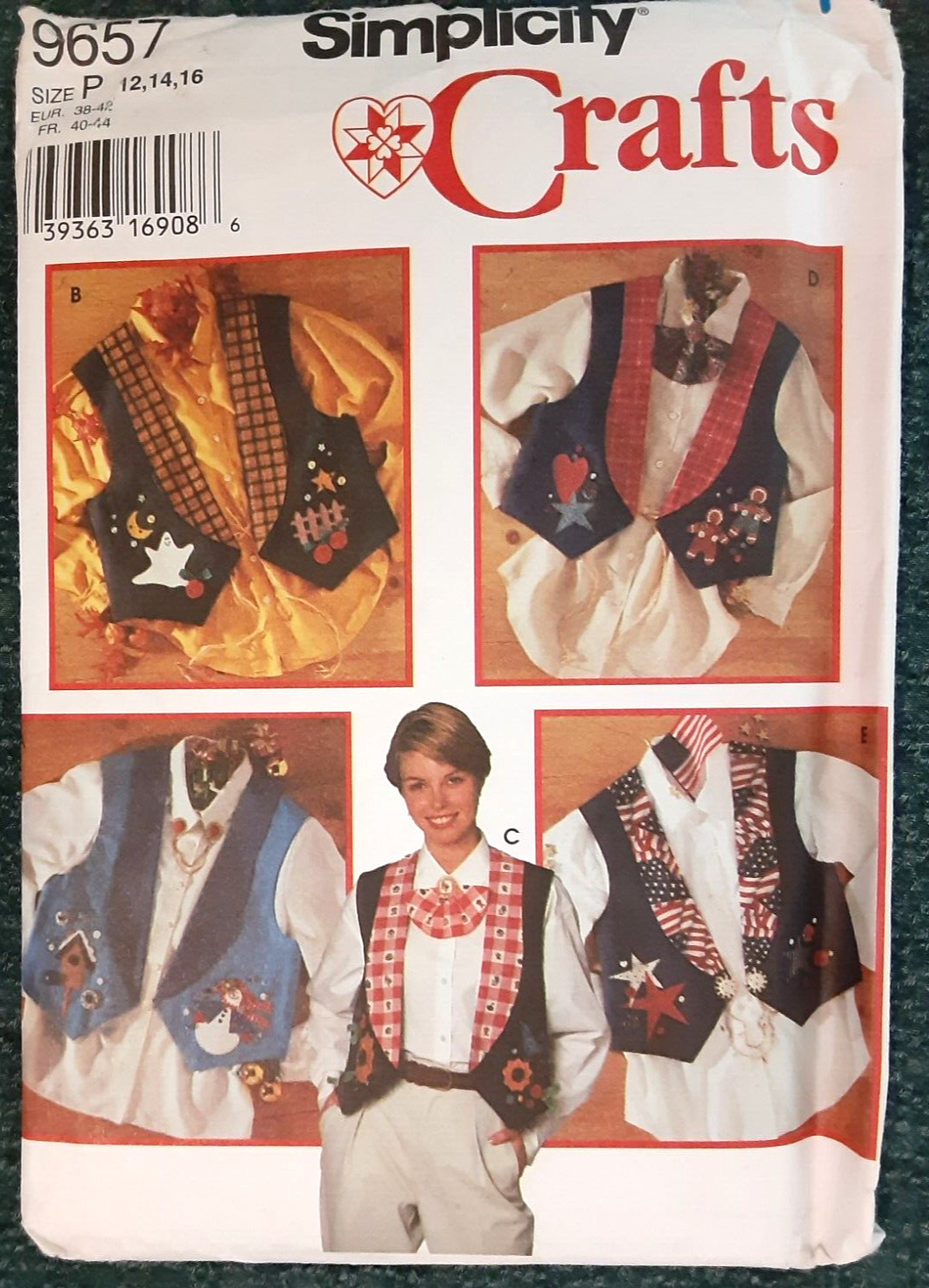 Simplicity Sewing Pattern 9657 Misses' Vest with Jewelry & Transfers UNCUT (H)
