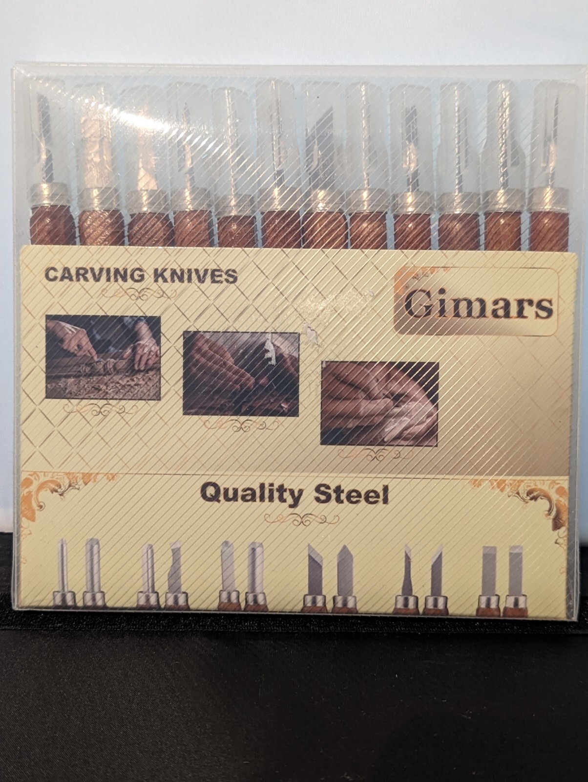 Gimars 12 Piece Set Carbon Steel Wood Carving Tools Knife Kit w/pouch