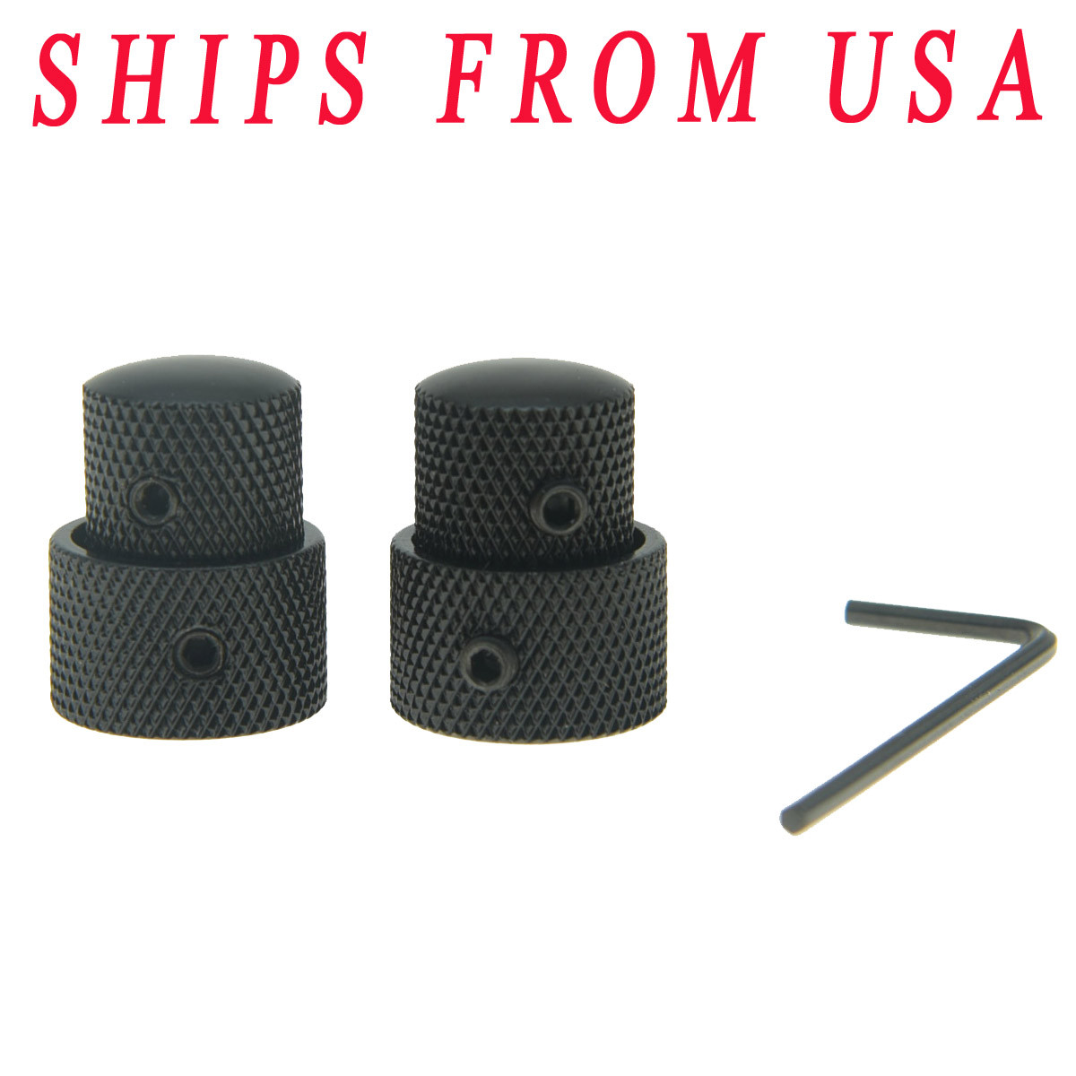 KAISH 2pcs Metal Dual Concentric Stacked Control Knobs fits Guitar Bass Black