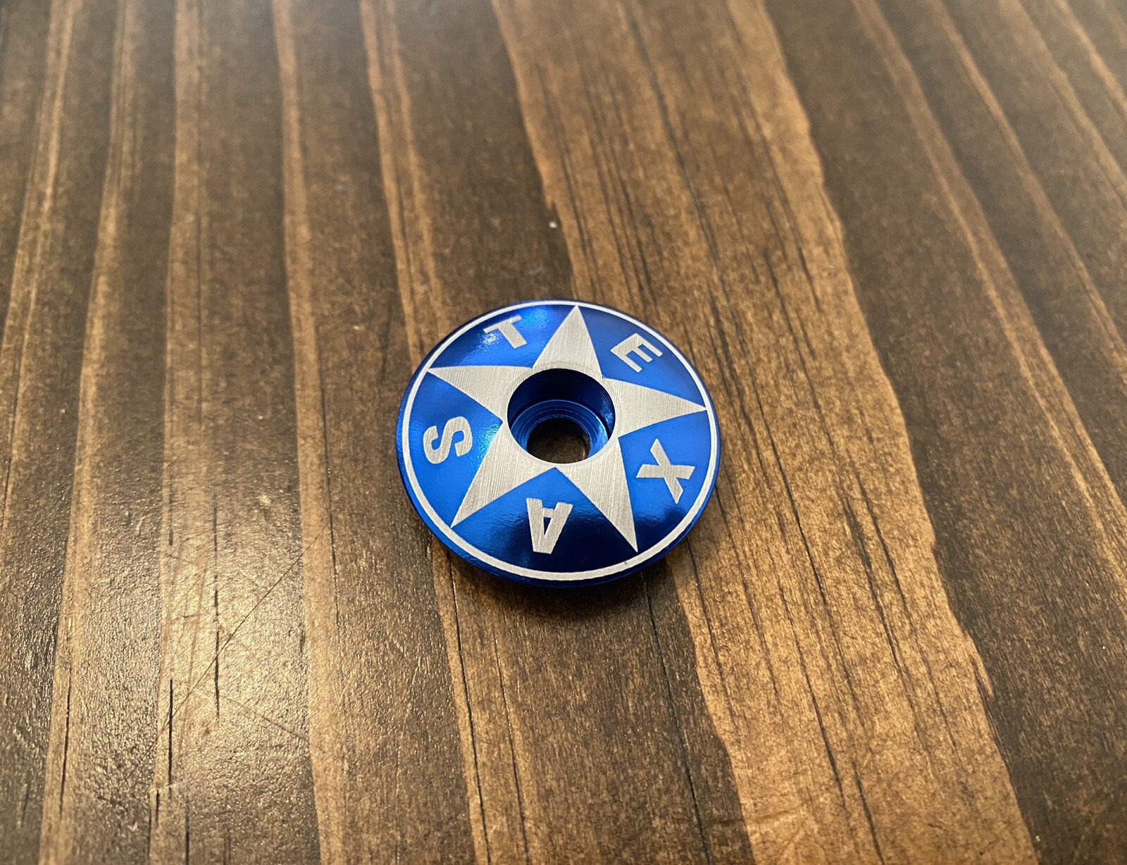 TEXAS - Threadless Bicycle Headset Stem Cap 1 1/8" Blue USA