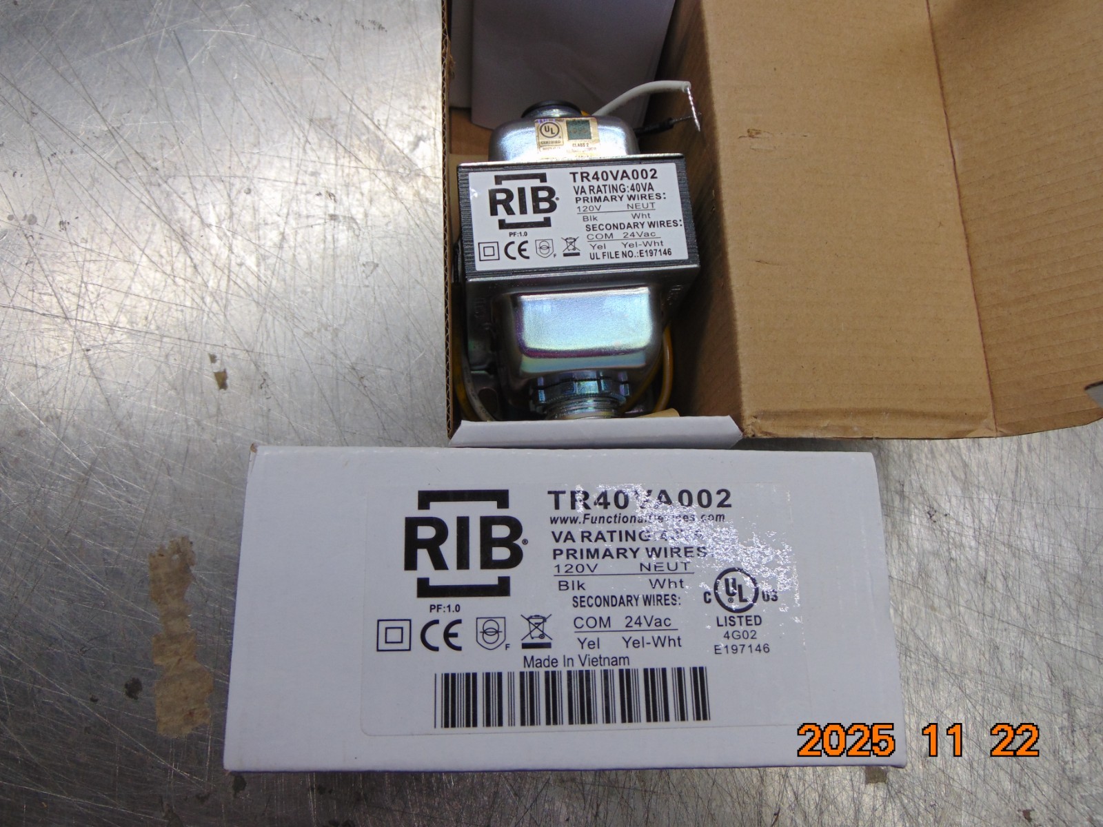 RIB TR40VA002 Functional Devices Xfrmr 40Va 120-24V; 2 Hubs OEM TR40VA002