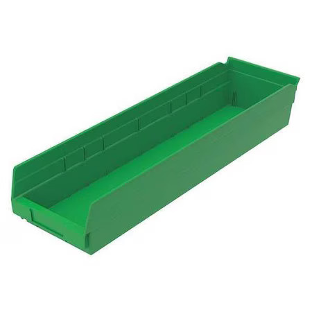 Akro-Mils 30164Green Shelf Storage Bin, Plastic, Green, 4 In H, 6 5/8 In W, 23