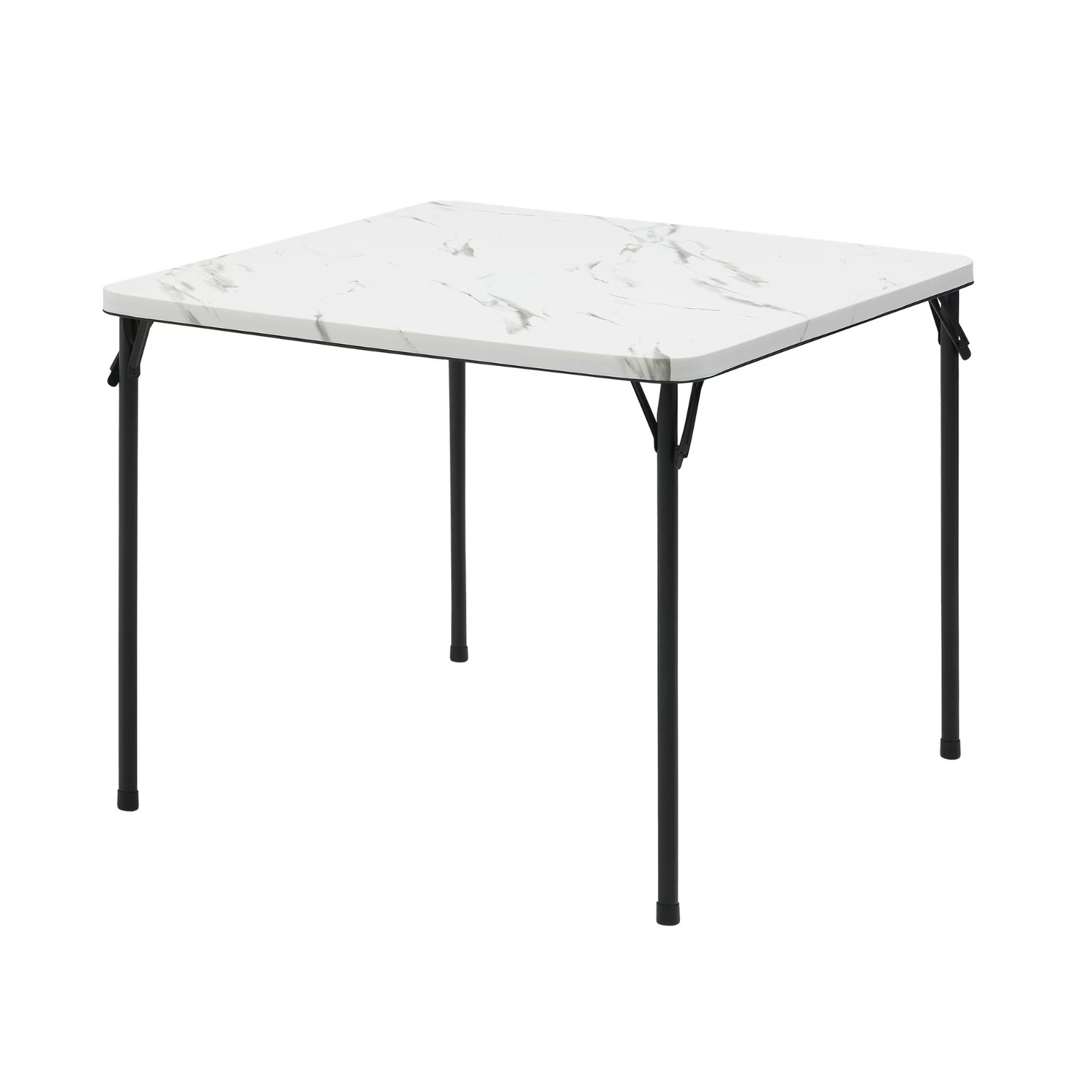 Mainstays 34" Fixed Table Top Folding Legs Card Table, Faux White Marble
