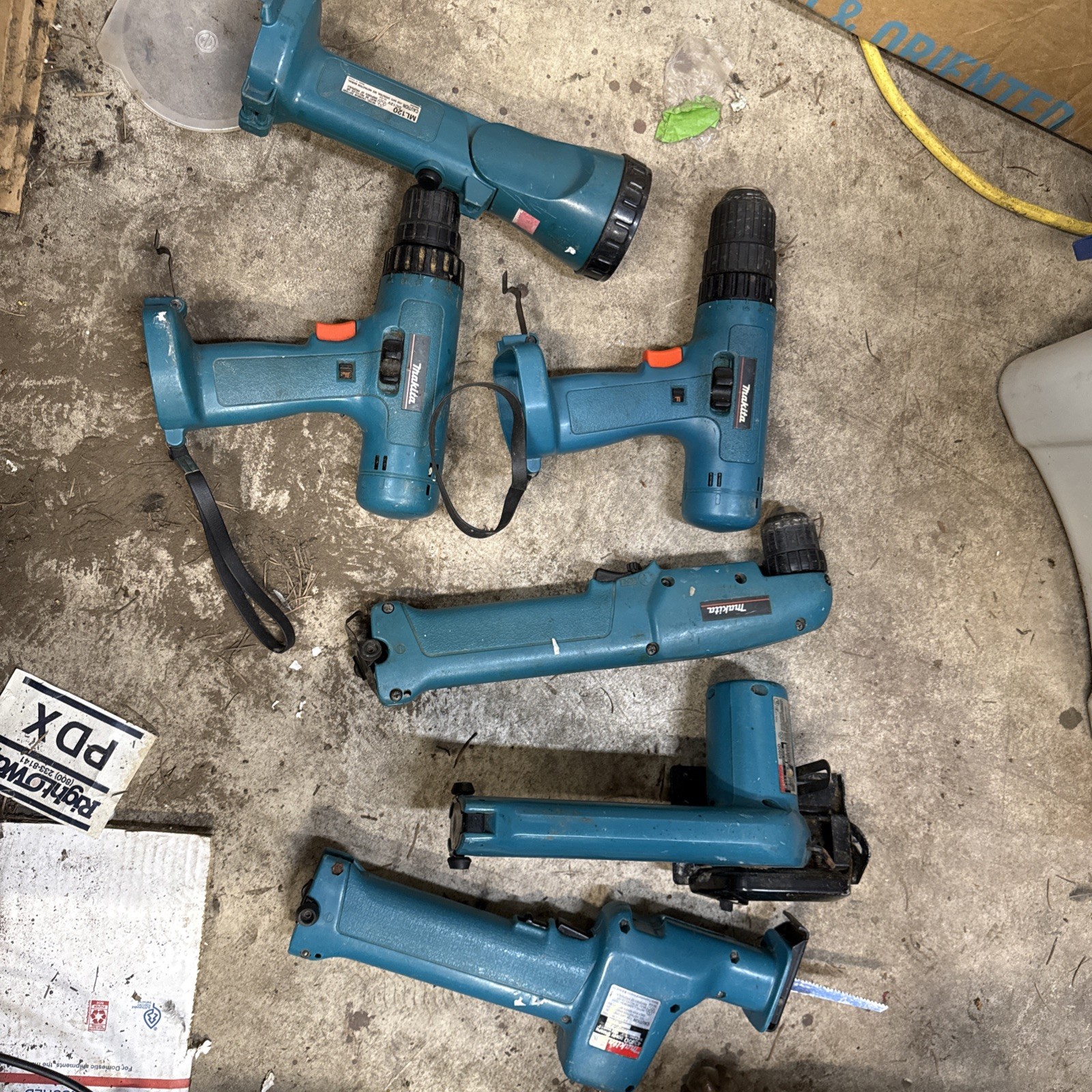 Lot of 6 MAKITA Cordless Tools  ~ Drill Saws Flashlight ~Sold AS IS