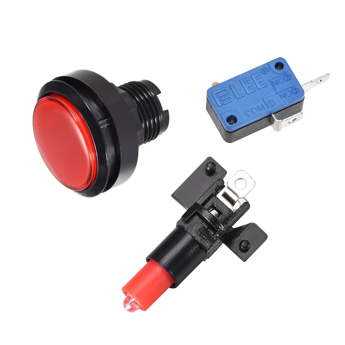 Game Push Button 46mm Round 12V LED Illuminated Push Button Switch Red 5pcs