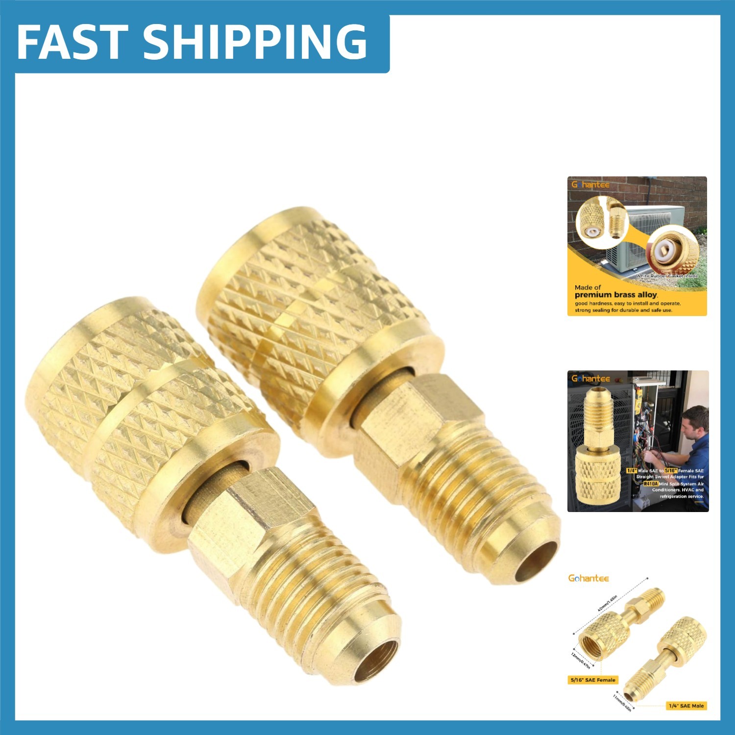 R410A Mini Split Adapter Pack - 1/4’’ Male, 5/16‘’ Female Quick Couplers