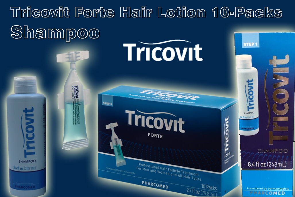 TRICOVIT FORTE HAIR LOTION MONTHLY 10-PACK + SHAMPOO