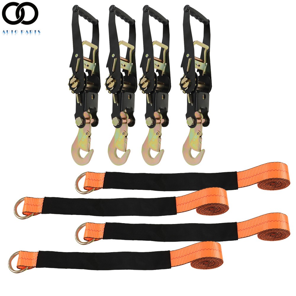 2 " x 96 " - 4 Pack - 3,300 Pound Safe Working Load Car Tie Down with Snap Hooks