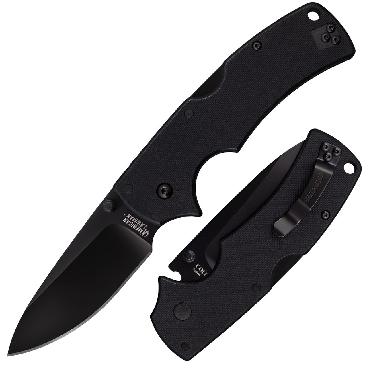 Cold Steel Knives American Lawman Lockback 58B Black S35VN Black G10
