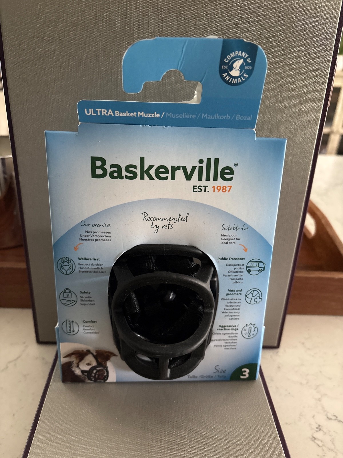 Baskerville Ultra Muzzle for Dogs - Size 3 - Adjustable & Comfortable - New