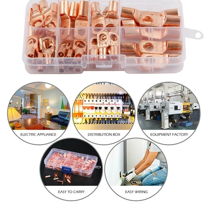60PCS Copper Terminal Connector Kit - Electrical Wire Connectors for Wiring
