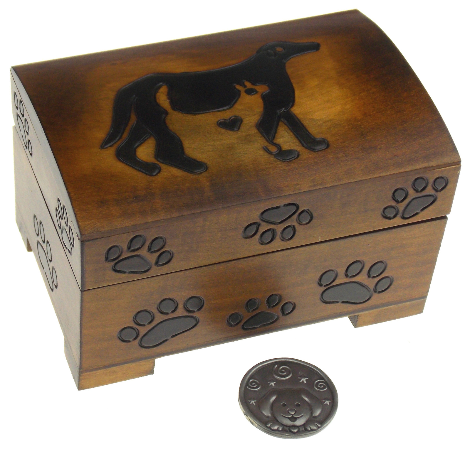 Dog & Cat Wood Jewelry Box Charm Gift Trinket Treasure Paw Prints Poland Jewelry