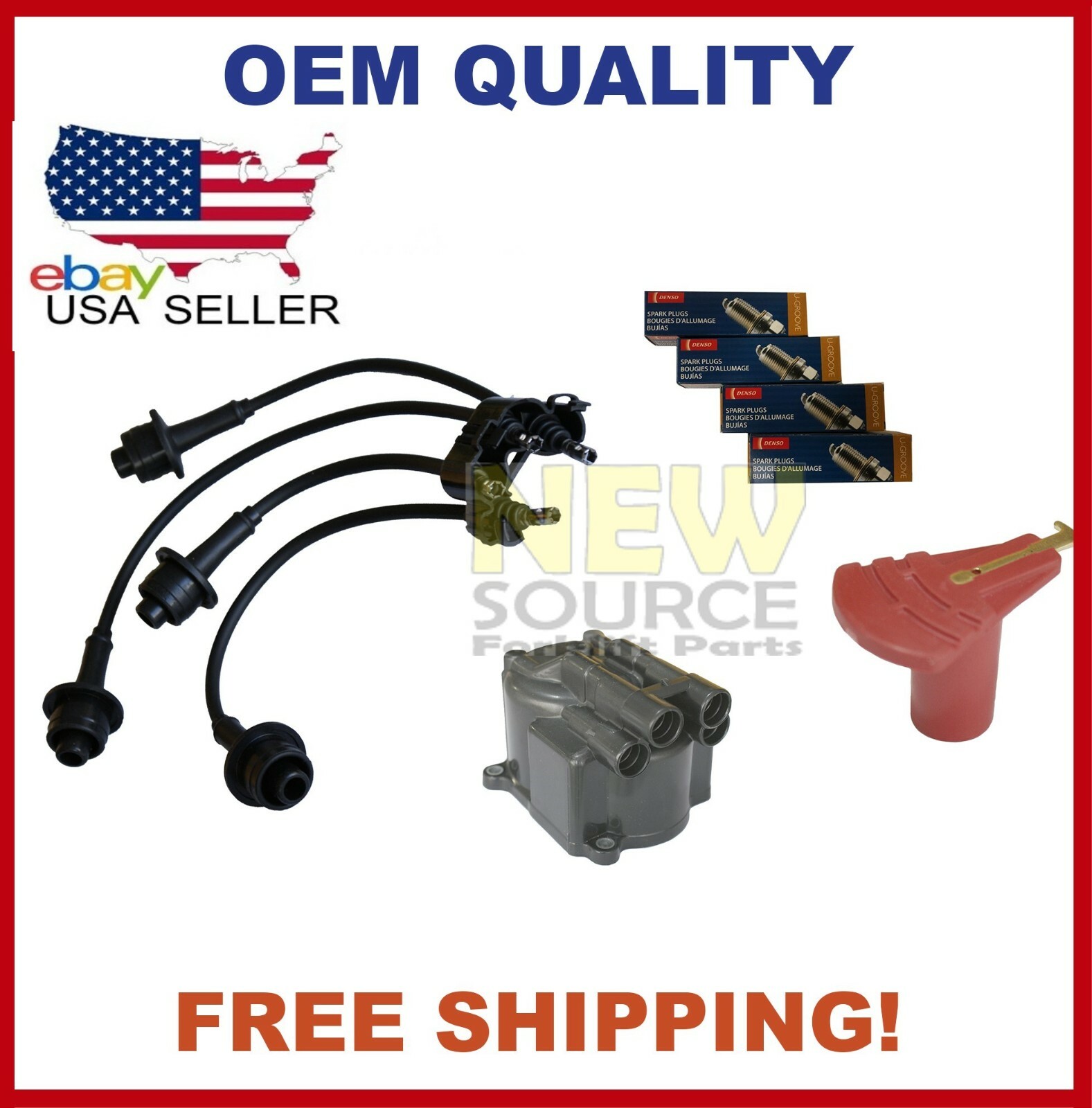 90904-U9130-71 TOYOTA 4Y FORKLIFT TUNE UP KIT WITH  DENSO SPARK PLUGS W9-EP