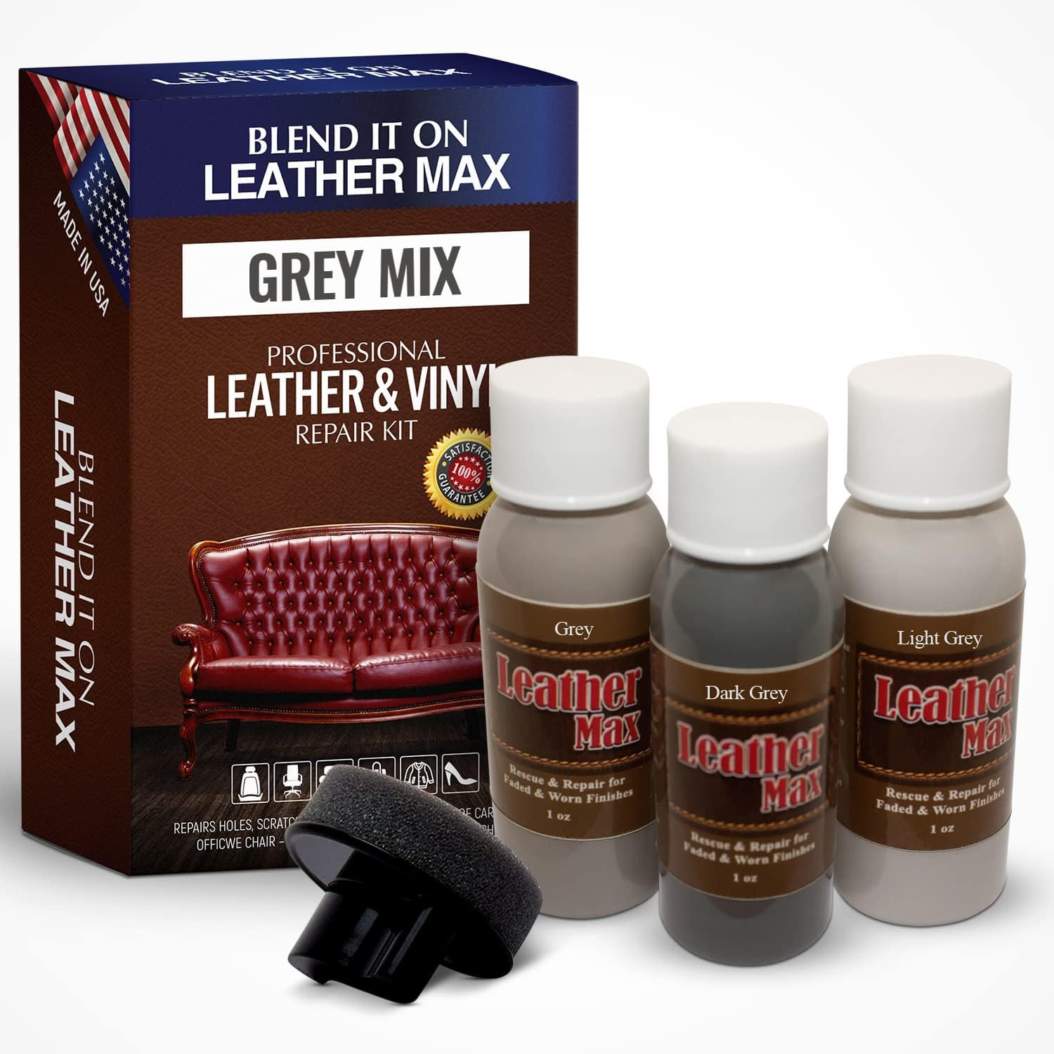 Leather Max Grey Mix Vinyl and Leather Repair Kit - Restorer of Your Furniture,