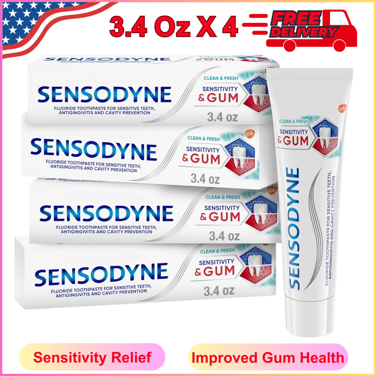 Sensodyne Sensitivity & Gum Sensitive Toothpaste for Gingivitis, Sensitive Teeth