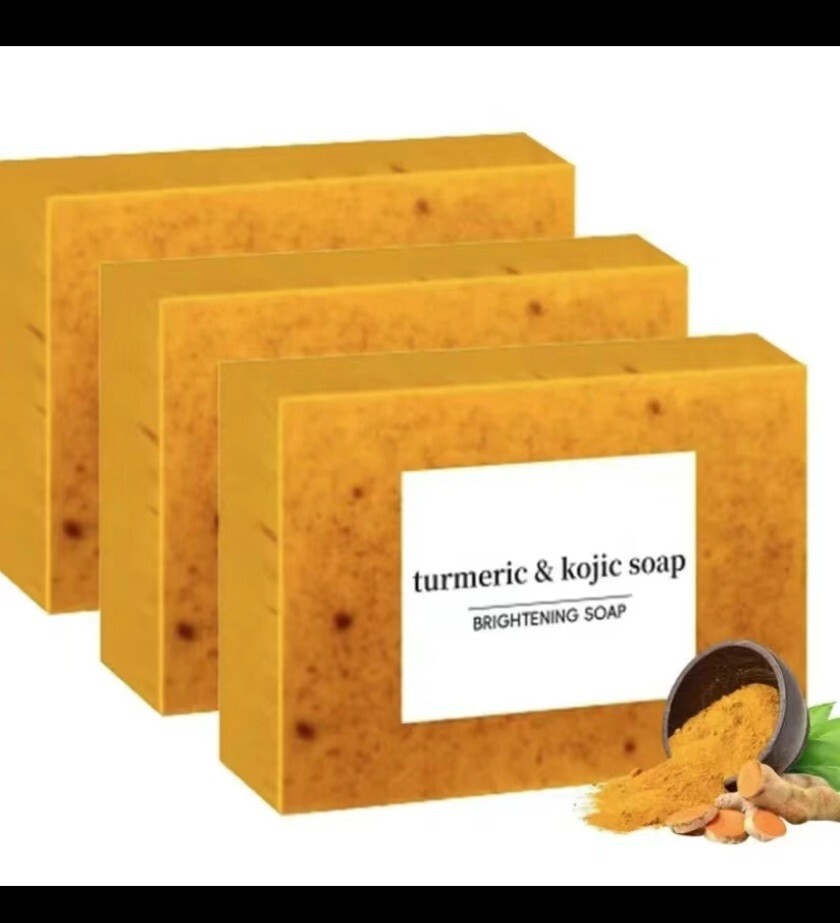 3 Pack Turmeric Soap for Face & Body – Brightening Handmade Natural Soap – Dark