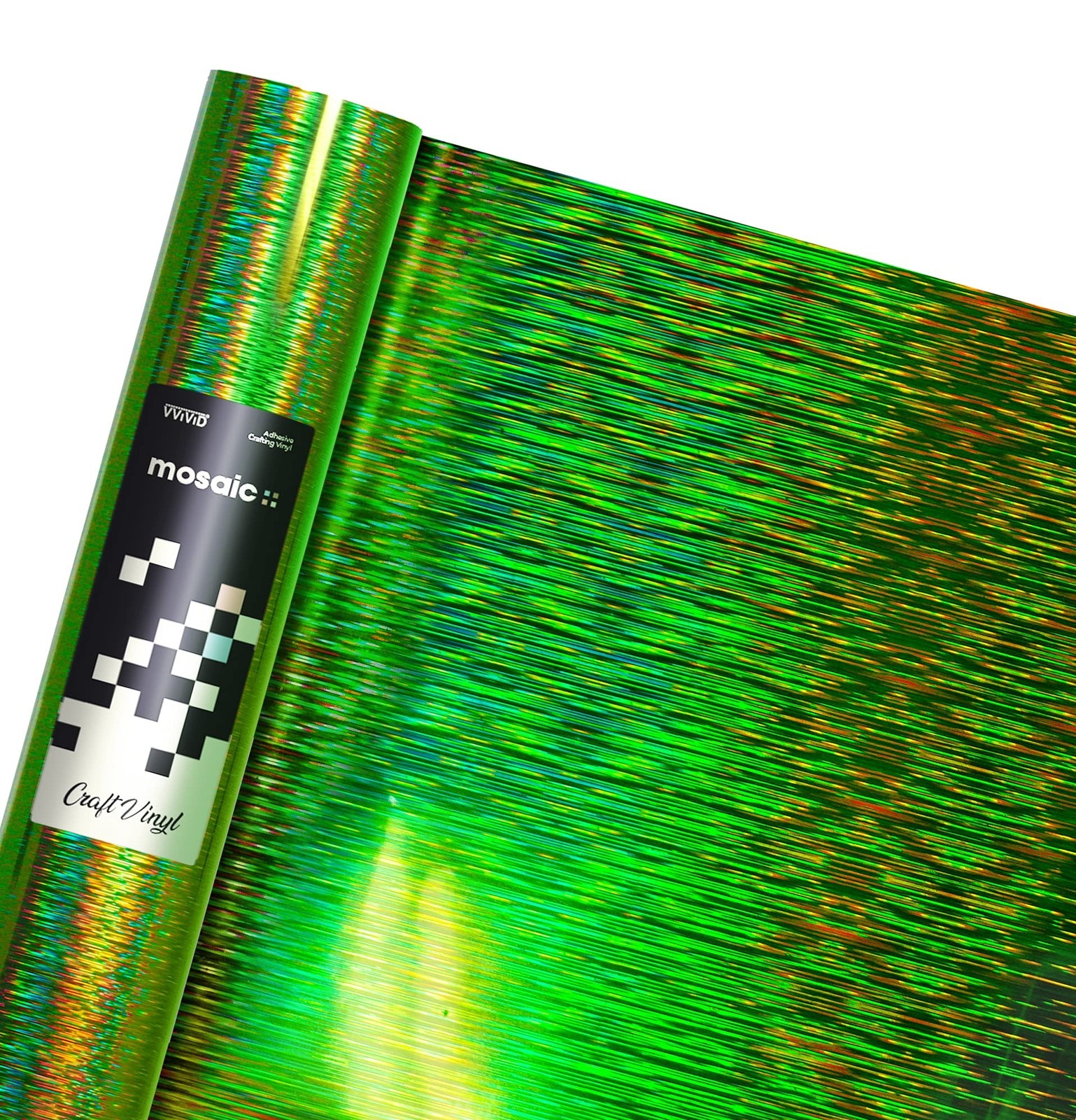 Mosaic+ Crafting Vinyl, by VViViD (Green Brushed Holographic, 1ft x 5ft)