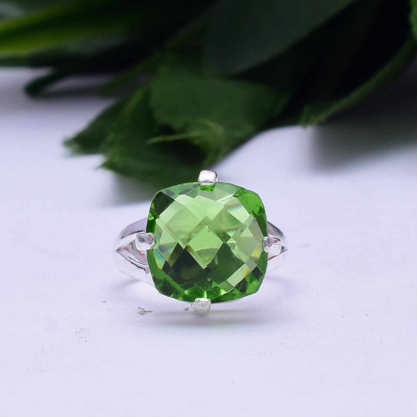 Rosemary Peridot Topaz Gemstone 925 Sterling Silver Ring All Size