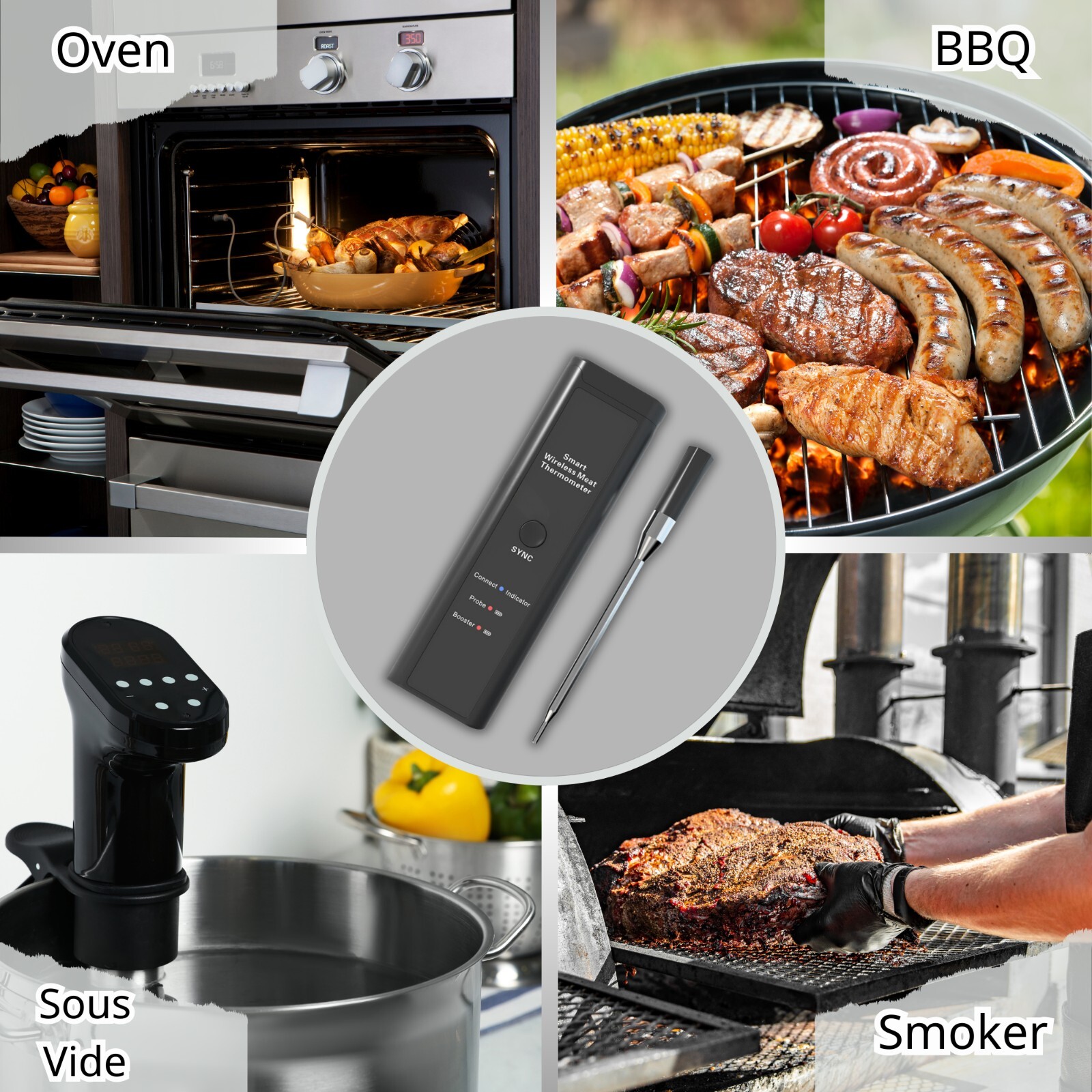 Smart Wireless Meat Thermometer - Long Range Thermometer with Bluetooth BBQ-Oven