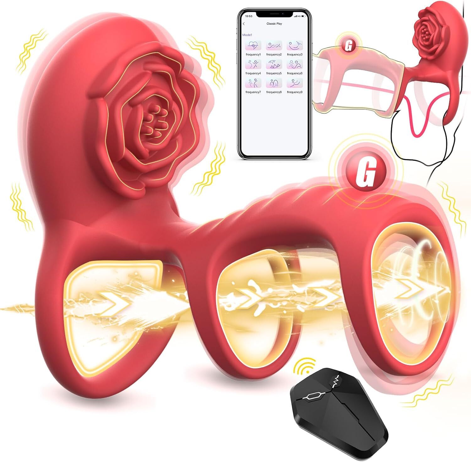 Pleasure Rose  Sex Toys Penis Ring Vibrating Cock Ring Sleeve G Spot Vibrator
