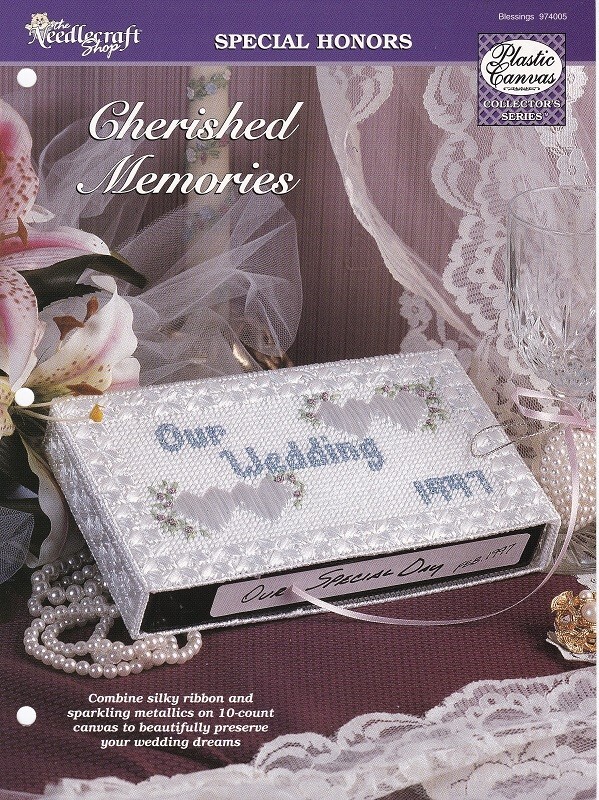 Needlecraft Shop CHERISHED MEMORIES Plastic Canvas Pattern Wedding Tape Cover
