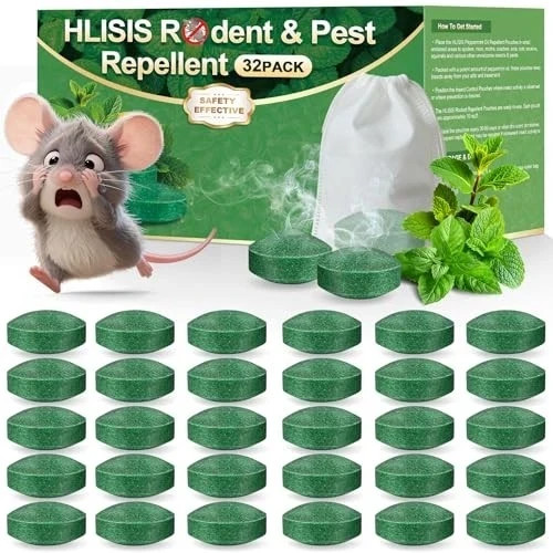 Mouse Rodent Repellent, 32 Pack Peppermint Oil to Repel Mice and Rats– Works for