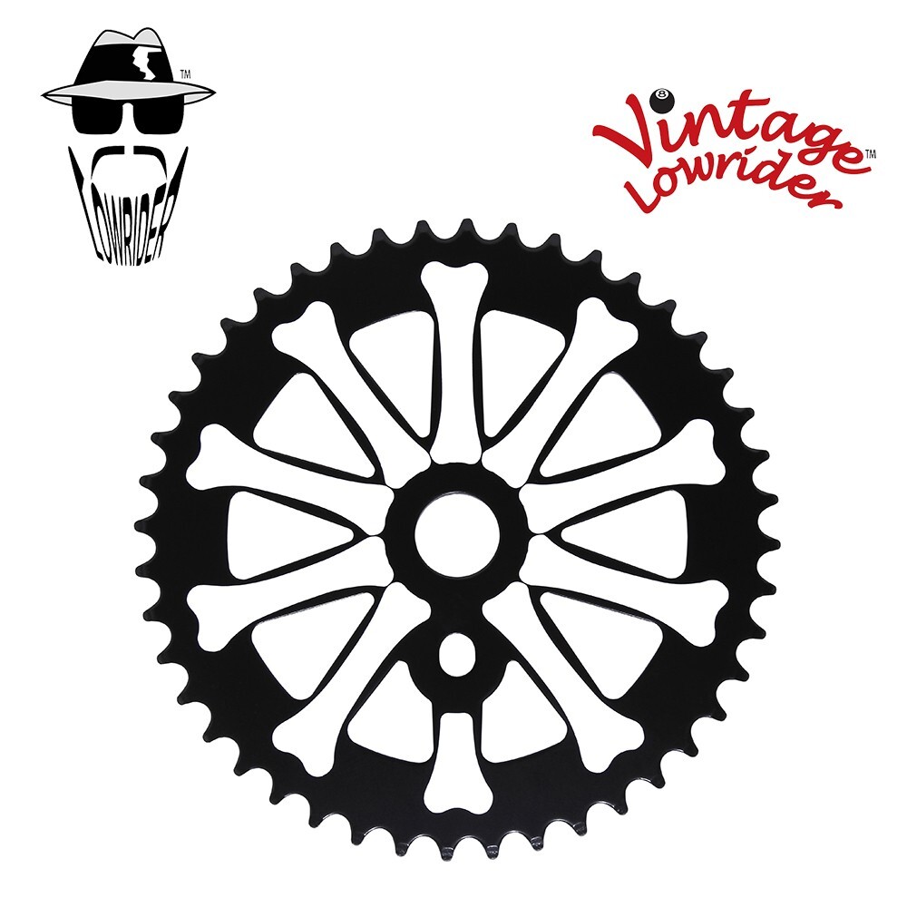 Original Lowrider Bike BONES Sprocket 1/2" X 1/8" 44 T Black/White Bicycle
