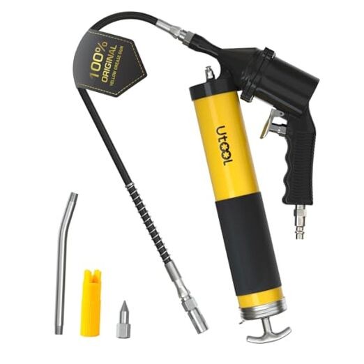 Pneumatic Grease Gun | 6000 PSI Air Operated Grease Gun Kit, 14 6PCS_P_Yellow