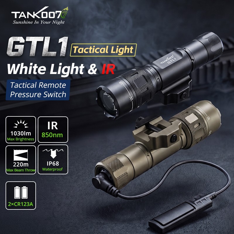 TANK007 LED Tactical Flashlight Rifle Light w/ IR Red Laser for Picatinny rail