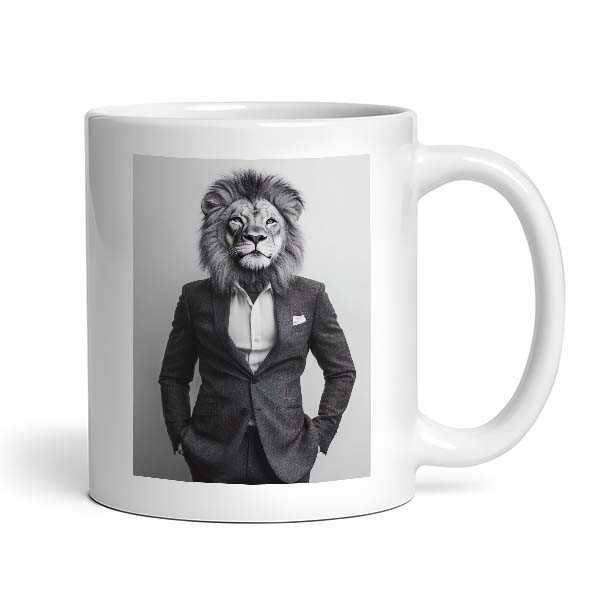 Lion Wearing Suit - Cute Funny Animals - Mug