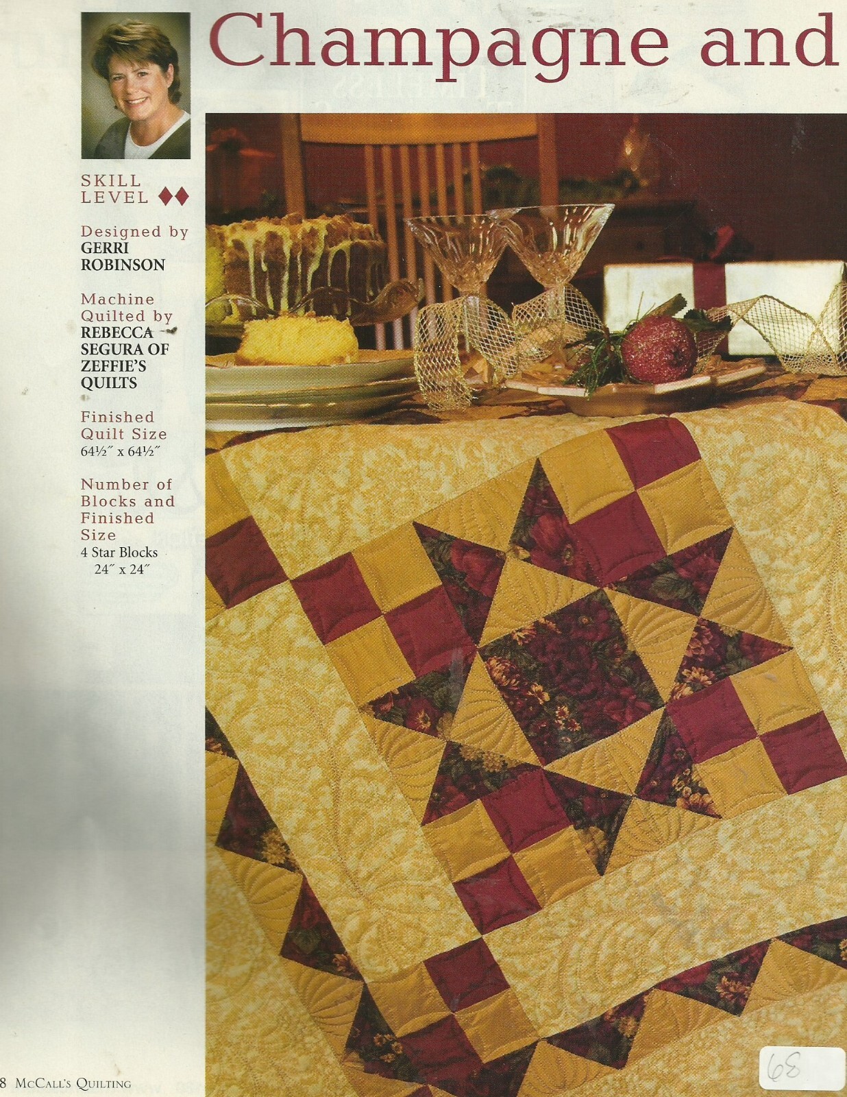 B0515   CHAMPAGNE AND BURGUNDY QUILT PATTERN/INSTRUCTIONS