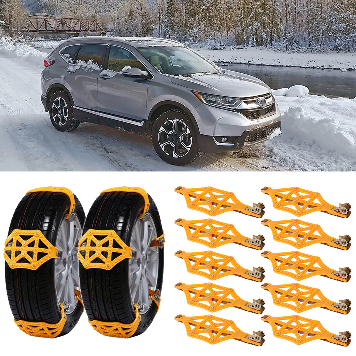 10 Snow Chains Winter Driving Anti-Skid Emergency For Honda CR-V Pilot Ridgeline