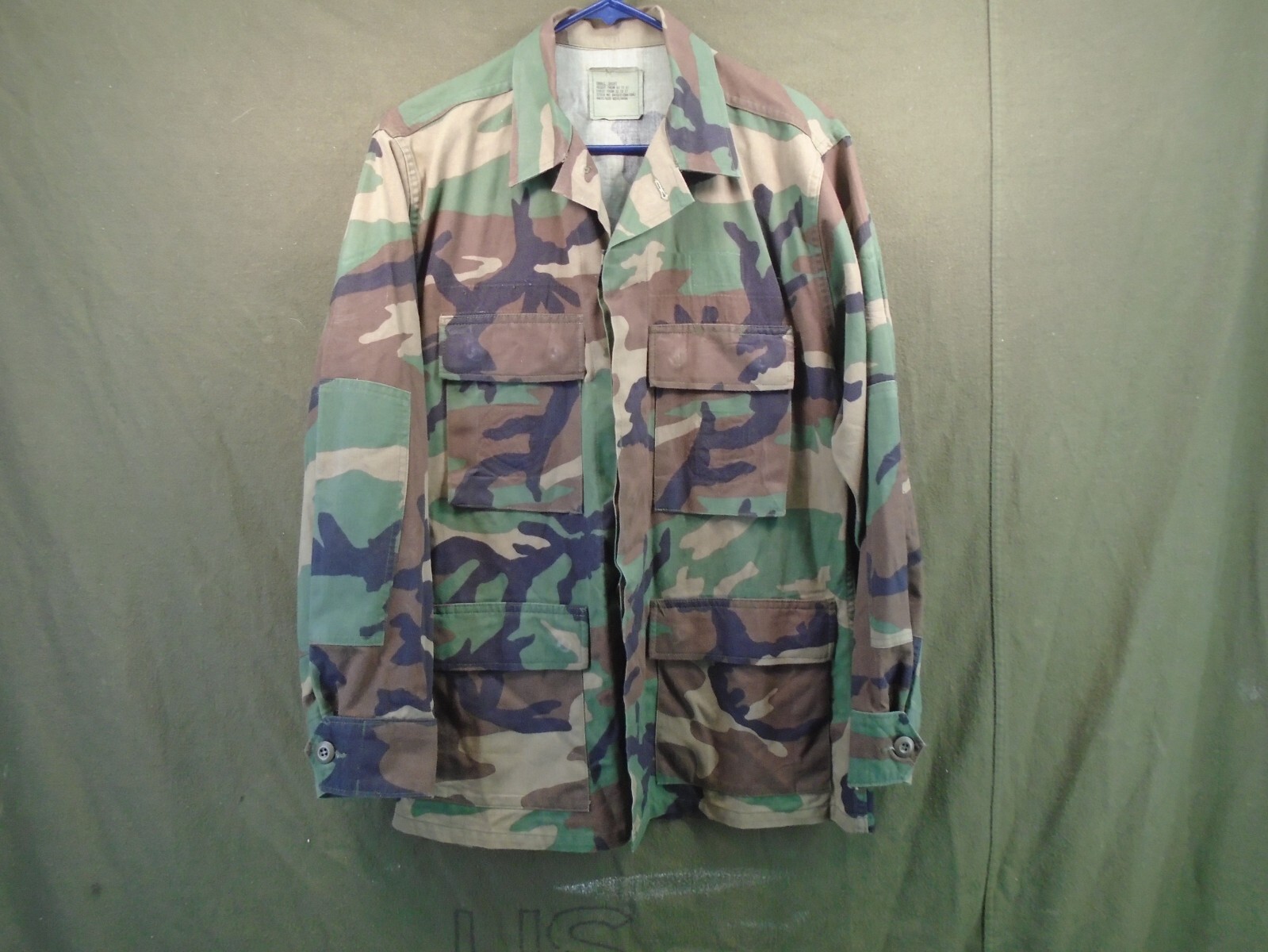 US Military Woodland BDU Combat Coat Nylon Cotton Twill Small Short 1999 146-I