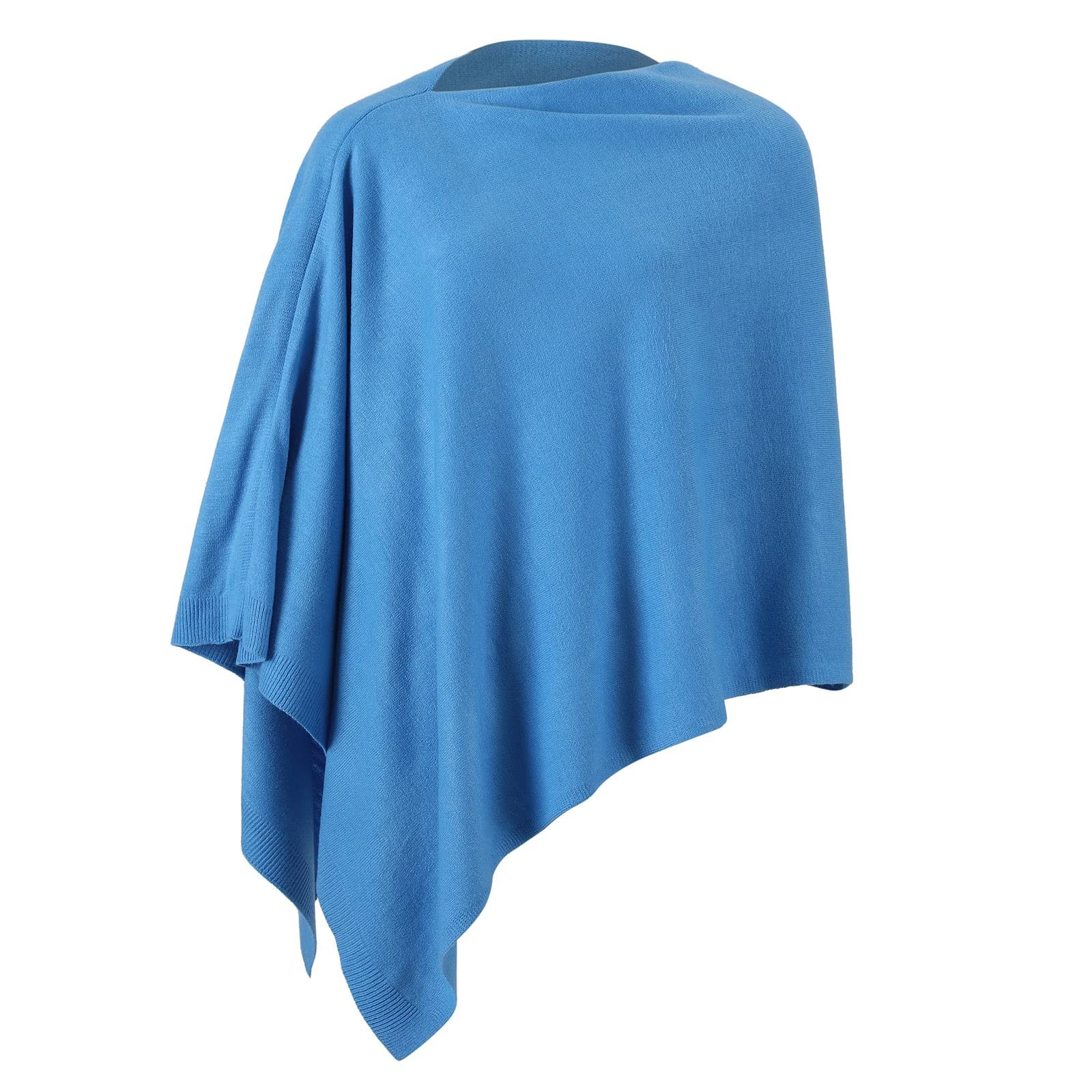 Women Ponchos Sweater Versatile Lightweight Solid Knitted Shawl Wrap Scarf Ca...