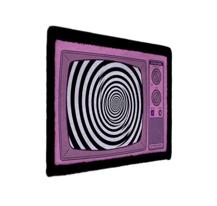Hypnotic TV Set Retro Spirals Brainwash Patch Sew on [sub]