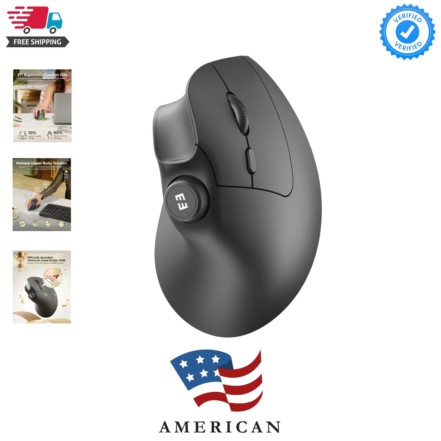 Ergonomic Mouse Wireless, MOU-302 Bluetooth Vertical Mouse Rechargeable, Volu...