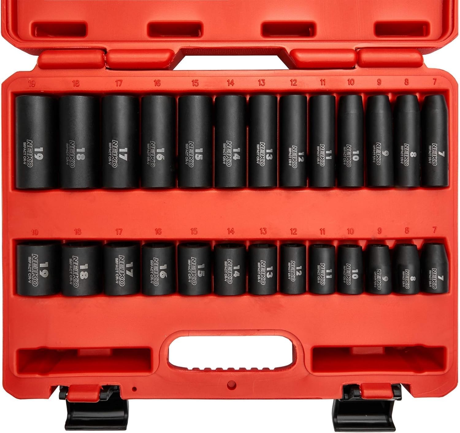 Impact Socket Set 26 Piece 7mm 19mm Metric Cr V Steel NEIKO 02433A Drive Deep