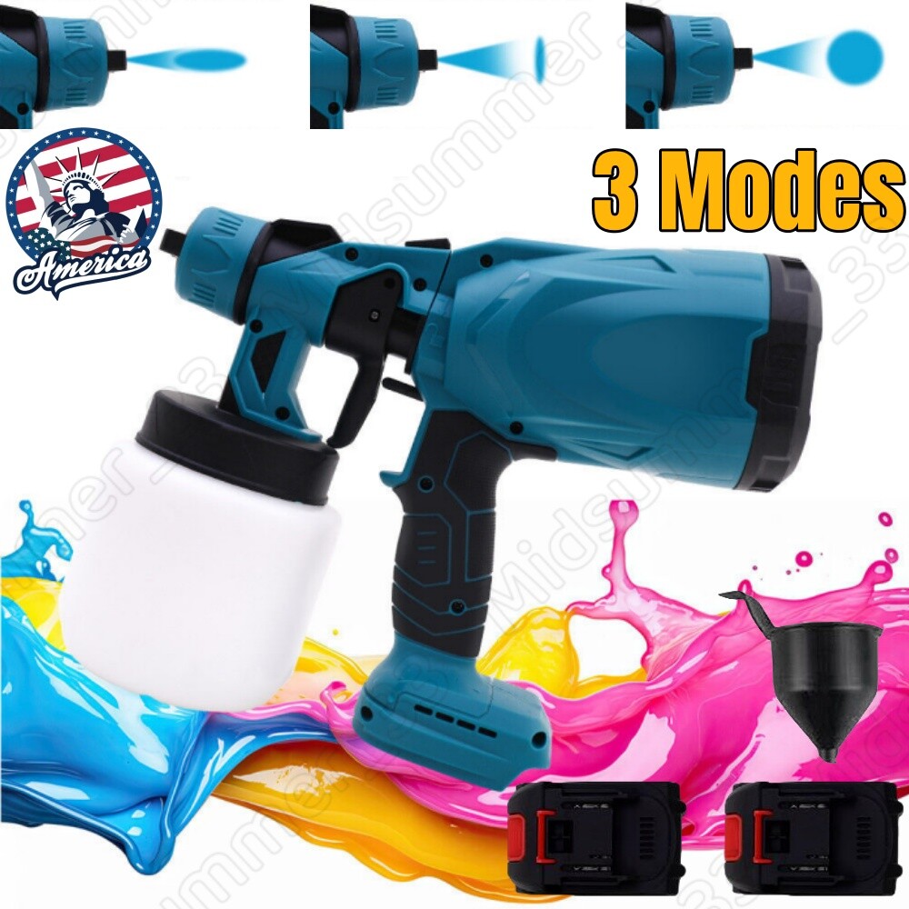 High Pressure Cordless Paint Sprayer Electric Airless HVLP Spray Gun w/2 Battery