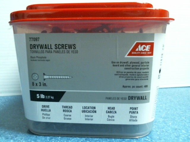Ace 77097, Black Phosphate 8 x 3" Drywall Screws, Phillips, 5lbs., FREE SHIPPING
